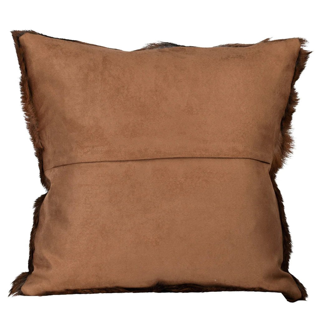 ‘Warren’ Genuine Goat Hide + Suede Square Throw Pillow, 20x20 (Brown) - EcoLuxe Furnishings