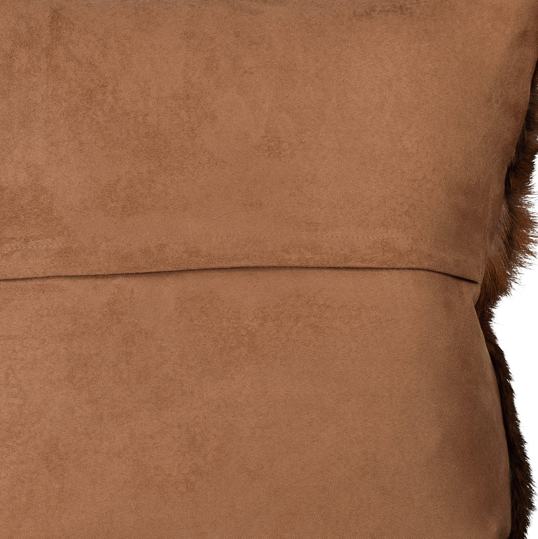 ‘Warren’ Genuine Goat Hide + Suede Square Throw Pillow, 20x20 (Brown) - EcoLuxe Furnishings