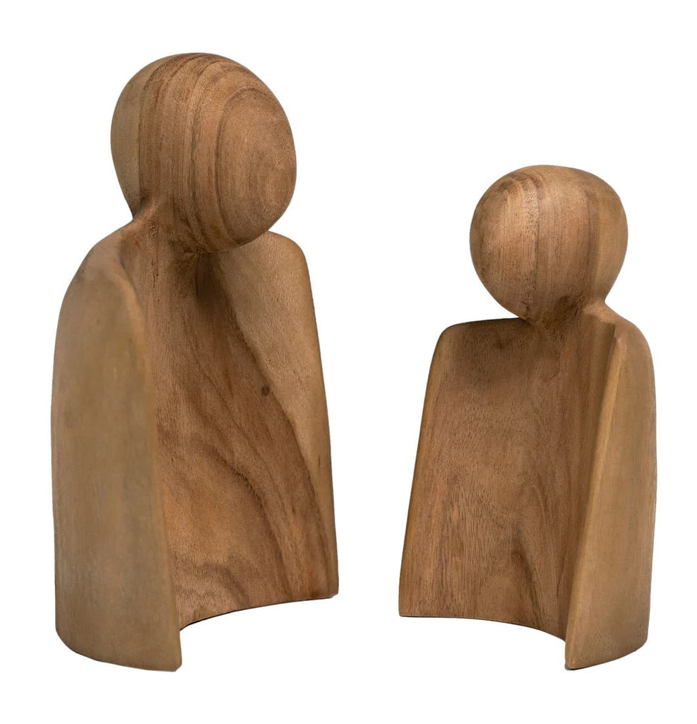 ‘Wisdom’ Hand-Carved Sculptures, Set of 2 (Mindi Wood) - EcoLuxe Furnishings