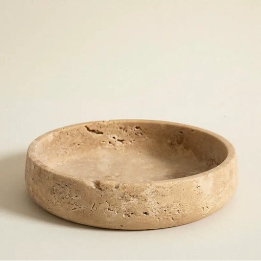 ‘Yesevi’ Marble Bowl (Natural Travertine) - EcoLuxe Furnishings
